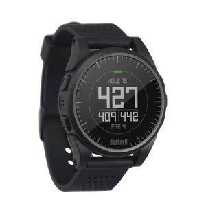 Excel Golf GPS Watch in Black Product Photo Displaying Hole 18 Distance to Pin