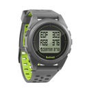 Bushnell Golf iON 2 GPS watch in silver/green on black background showcasing watch face options.