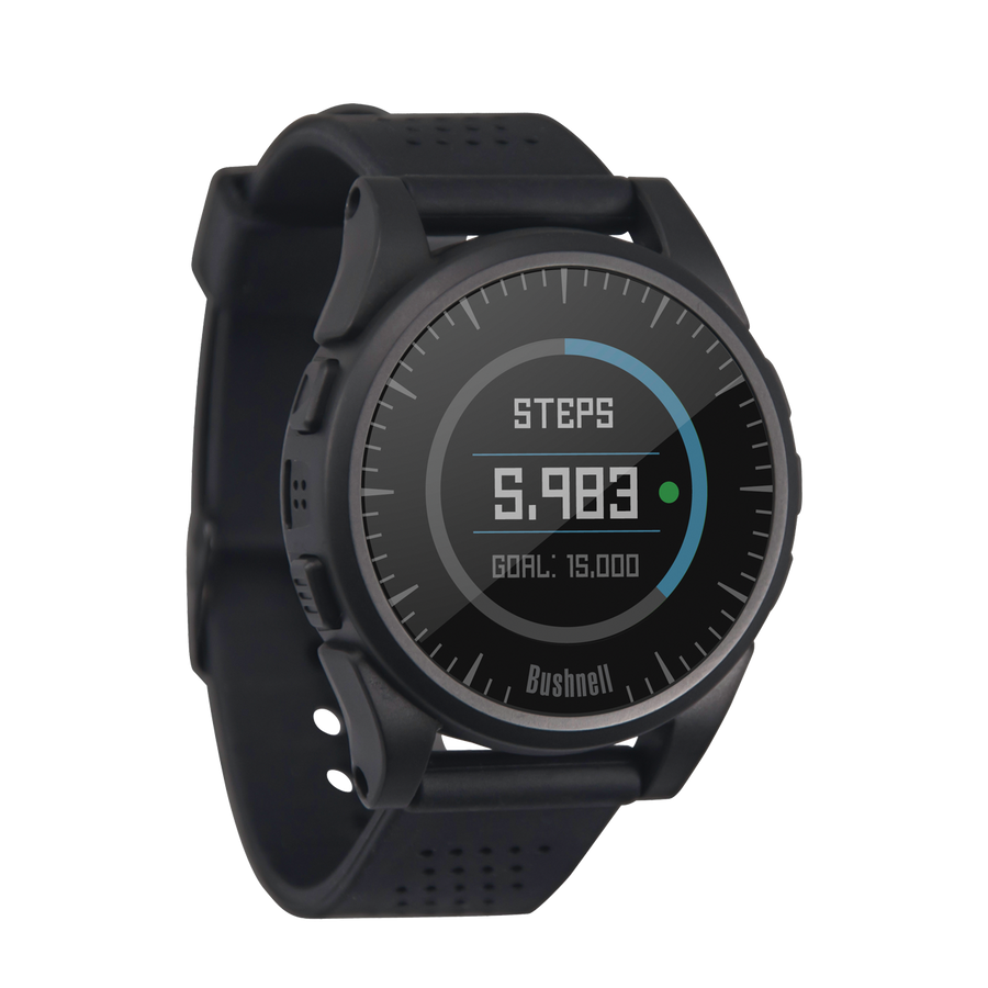 Golf GPS Watch Front Photo of Watchface Showcasing Step Counter - Bushnell Golf