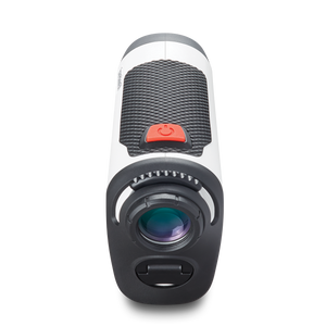 Tour V4 laser rangefinder by Bushnell Golf front product photo on white background. 
