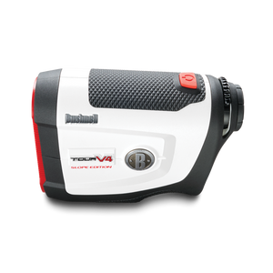 Bushnell Golf Tour V4 Shift laser rangefinder product photo from left side. 