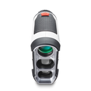 Tour V4 laser rangefinder by Bushnell Golf product photo from back on white background. 