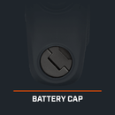 Detailed view of replacement battery cap for Pro XE rangefinder.