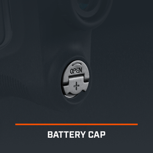 Detail view of Replacement Battery Cap for Pro X3+ and Pro X3+ LINK Laser Rangefinder, text reads Battery Cap.