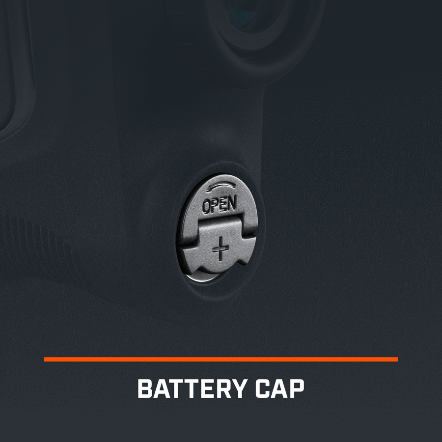 Detail view of Replacement Battery Cap for Pro X3+ and Pro X3+ LINK Laser Rangefinder, text reads Battery Cap.