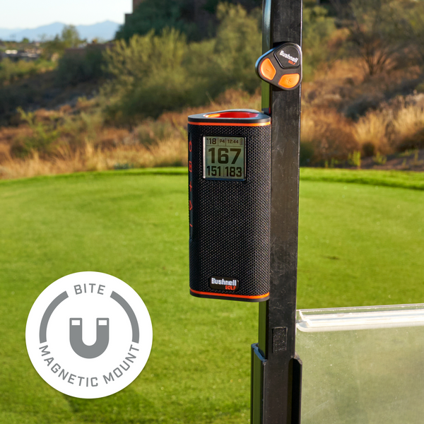 Wingman View and Remote on cart bar with BITE Magnetic Mount graphic