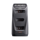 A dark gray, rectangular golf launch monitor standing upright. It has three camera windows, "Bushnell" near the top, and "LPi" at the bottom.