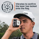 Tour V4 laser rangefinder by Bushnell Golf demonstration photo of pinseeker with jolt.