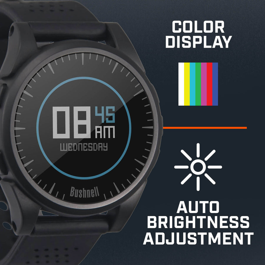 Bushnell Golf Excel GPS watch demonstration of watch display.