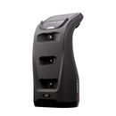 Angled view of Bushnell Golf LPi launch monitor featuring triple cameras and sleek black design for advanced shot tracking.