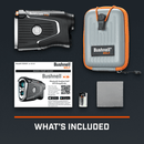 Graphic showing everything included in the Pro X3+ LINK Laser Rangefinder box.