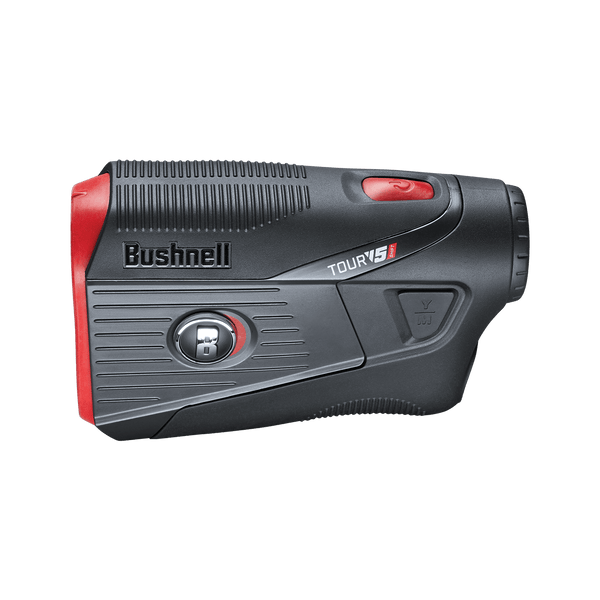 Bushnell Golf Tour V5 Shift laser rangefinder product photo from left side. 