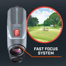 Tour V5 laser rangefinder by Bushnell Golf demonstration photo of fast focus system.