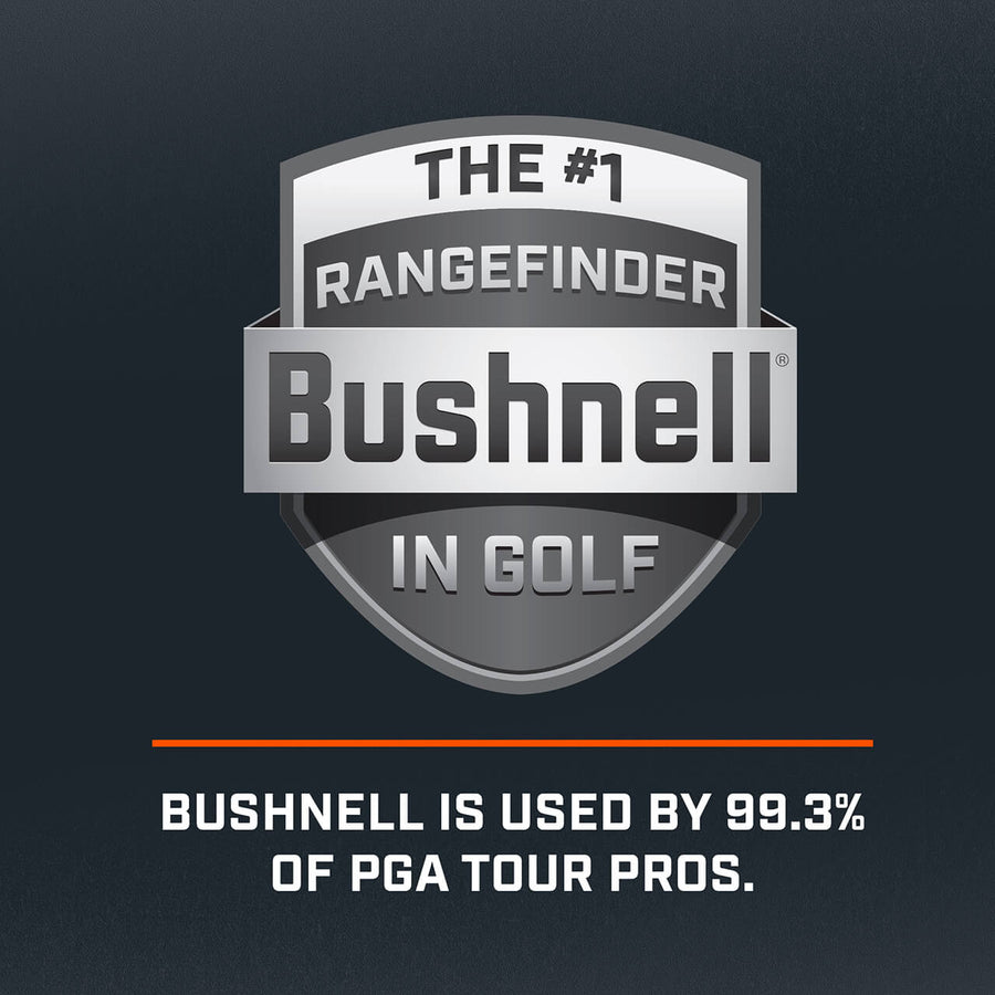 Bushnell Golf Tour V5 Shift laser rangefinder graphic of #1 rangefinder in golf, used by 99.3% of PGA tour pros.