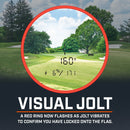 Bushnell Golf Tour V5 Shift laser rangefinder demonstration photo of pinseeker with visual jolt.
