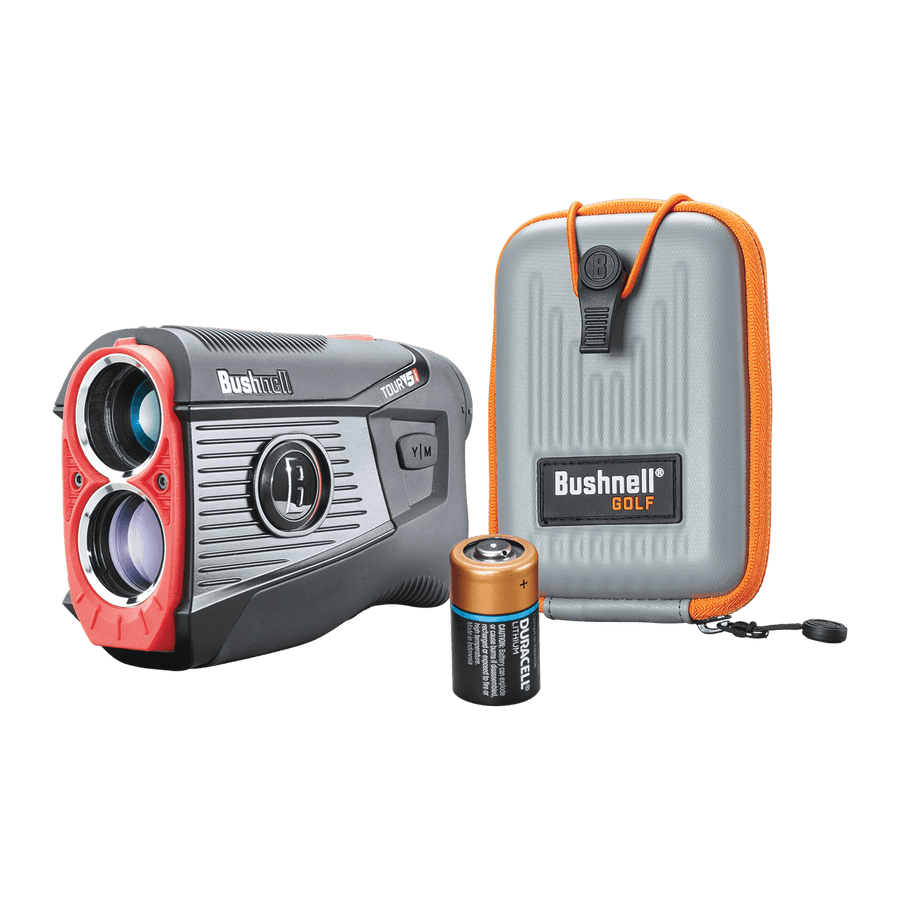 Bushnell Golf Tour V5 Shift laser rangefinder product photo of what's in the box.