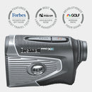 Bushnell Golf Pro XE laser rangefinder product photo from left side. 